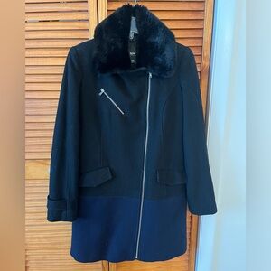 Long Coat - Wool Blend, Faux Fur